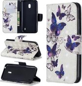 3D Gekleurde Tekening Patroon Horizontale Flip Leren Case met Houder & Kaartsleuven & Portemonnee Voor Nokia 2.2 (Vlinders)