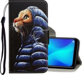 Voor OPPO Realme 6 3D Gekleurde Tekening Horizontale Flip PU Lederen Case met Houder & Kaartsleuven & Portemonnee (Donsjack Kat)