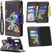 Voor Samsung Galaxy A70e Gekleurde Tekening Patroon Rits Horizontale Flip Lederen Case met Houder & Kaartsleuven & Portemonnee (grote Vlinder)