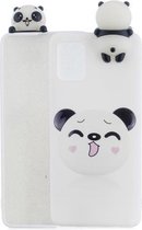 Voor Galaxy A41 schokbestendig gekleurd geschilderd liggend cartoon TPU beschermhoes (smiley panda)