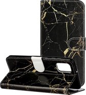 Voor Samsung Galaxy A41 Gekleurde Tekening Marmer Patroon Horizontale Flip PU Lederen Case met Houder & Kaartsleuven & Portemonnee (Zwart Goud Marmer)