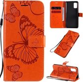 Voor Samsung Galaxy A41 3D vlinders reliëf patroon horizontaal flip lederen tas met houder & kaartsleuf & portemonnee (oranje)