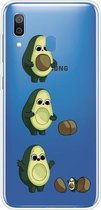 Voor Samsung Galaxy A30 gekleurd tekeningpatroon zeer transparant TPU beschermhoes (avocado)