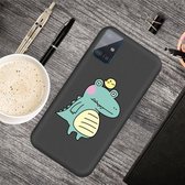 Voor Galaxy A51 Cartoon Animal Pattern Shockproof TPU Beschermhoes (Black Crocodile Bird)