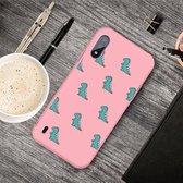 Voor Galaxy A10 Cartoon dier patroon schokbestendig TPU beschermhoes (roze dinosaurussen)