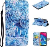 Voor Samsung Galaxy A20 / A30 Gekleurd tekeningpatroon Horizontaal Flip TPU + PU lederen tas met houder & kaartsleuven & portemonnee & lanyard (blauw windgong)