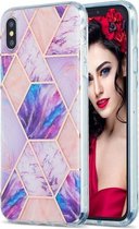 3D Electroplating Marble Pattern TPU beschermhoes voor iPhone XS Max (roze paars)