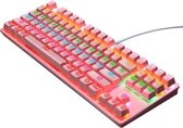 LEAVEN K550 87 toetsen Green Shaft Gaming Athletic Office Notebook Punk mechanisch toetsenbord, kabellengte: 1,8 m (roze)