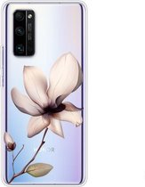 Voor Huawei Honor 30S Gekleurd tekeningpatroon Zeer transparant TPU beschermhoes (Lotus)