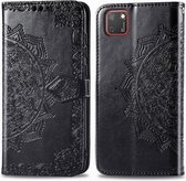 Voor Huawei Y5P 2020 / Honor 9S Halverwege Mandala Embossing Patroon Horizontaal Flip Leren Hoesje met Houder & Kaartsleuven & Portemonnee & Fotolijst & Lanyard (Zwart)