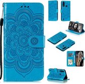 Voor Motorola Moto G8 Power Lite Mandala Embossing Patroon Horizontale Flip Leren Case met Houder & Kaartsleuven & Portemonnee & Fotolijst & Lanyard (Blauw)