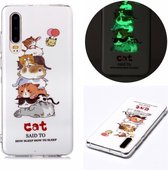 Voor Huawei P30 Lichtgevende TPU zachte beschermhoes (katten)