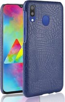 Schokbestendig Crocodile Texture PC + PU-hoesje voor Galaxy A40 (blauw)