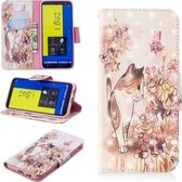 3D Gekleurde Tekening Patroon Horizontale Leren Flip Case voor Galaxy J6, met Houder & Kaartsleuven & Portemonnee (Kat)