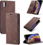 CaseMe-013 Multifunctionele Retro Frosted Horizontale Leren Flip Case voor iPhone XS Max, met Kaartsleuf & Houder & Portemonnee (Koffie)