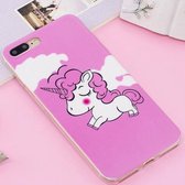 Voor iPhone 8 Plus & 7 Plus Noctilucent IMD Horse Pattern Soft TPU Back Case Protector Cover
