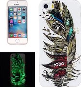 Voor iPhone 5 & 5s & SE Noctilucent Feather Pattern IMD Vakmanschap Zachte TPU Cover Case