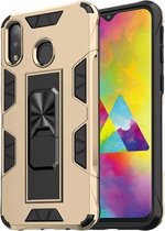 Voor Samsung Galaxy M20 Soldier Armor schokbestendig TPU + PC magnetische beschermhoes met houder (goud)