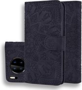 Voor Huawei Mate 30 Pro Reliëf Zonnebloempatroon Horizontale Flip PU-lederen Case met Houder & Kaartsleuven & Portemonnee & Lanyard (Zwart)