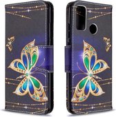 Voor Huawei P Smart (2020) Gekleurde tekening patroon Horizontale flip lederen hoes met houder & kaartsleuven & portemonnee (grote vlinder)