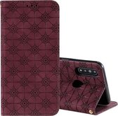 Voor OPPO A8 / A31 (2020) Lucky Flowers Embossing Pattern Magnetische horizontale flip lederen tas met houder & kaartsleuven (wijnrood)
