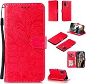 Voor Huawei P Smart 2020 Kant Bloem Embossing Patroon Horizontale Flip Leren Hoes, met Houder & Kaartsleuven & Portemonnee & Fotolijst & Lanyard (Rood)