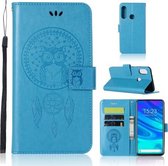 Windgong Uil Embossing Patroon Horizontale Leren Flip Case met Houder & Kaartsleuven & Portemonnee Voor Huawei P Smart Z (Blauw)