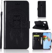 Windgong Uil Embossing Patroon Horizontale Flip Leren Case met Houder & Kaartsleuven & Portemonnee Voor Huawei P30 Lite (Zwart)
