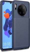 Voor Huawei Mate30 Beetle-serie koolstofvezel textuur schokbestendig TPU-hoesje (blauw)