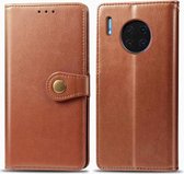 Voor Huawei Mate 30 retro effen kleur lederen gesp mobiele telefoon bescherming lederen tas met fotolijst & kaartsleuf & portemonnee & beugel functie (bruin)