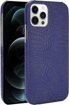 Voor iPhone 12/12 Pro schokbestendige krokodiltextuur pc + PU-hoes (blauw)