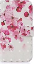 3D-schilderijpatroon Gekleurde tekening Horizontale flip PU lederen tas met houder & kaartsleuven & portemonnee voor Huawei Mate 20 Lite (rode bloemen)