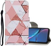 Voor iPhone XR Gekleurd tekeningpatroon Horizontaal lederen flip-hoesje met houder & kaartsleuven en portemonnee (marmer)