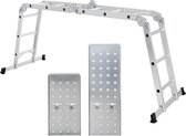 Gutos-ladder multifunctionele ladder 3.6M, aluminium huishoudladder, tot 150 kg, 12 treden met 2 steigerplaten komt overeen met EN 131 TÜV Rheinland GS-getest GLT36M, telescoopladd