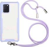 Voor Samsung Galaxy M31s acryl + kleur TPU schokbestendig hoesje met nekkoord (paars)