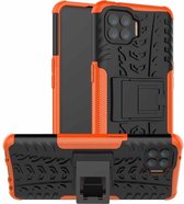 Voor OPPO F17 Pro Tyre Texture Shockproof TPU + PC beschermhoes met houder (oranje)