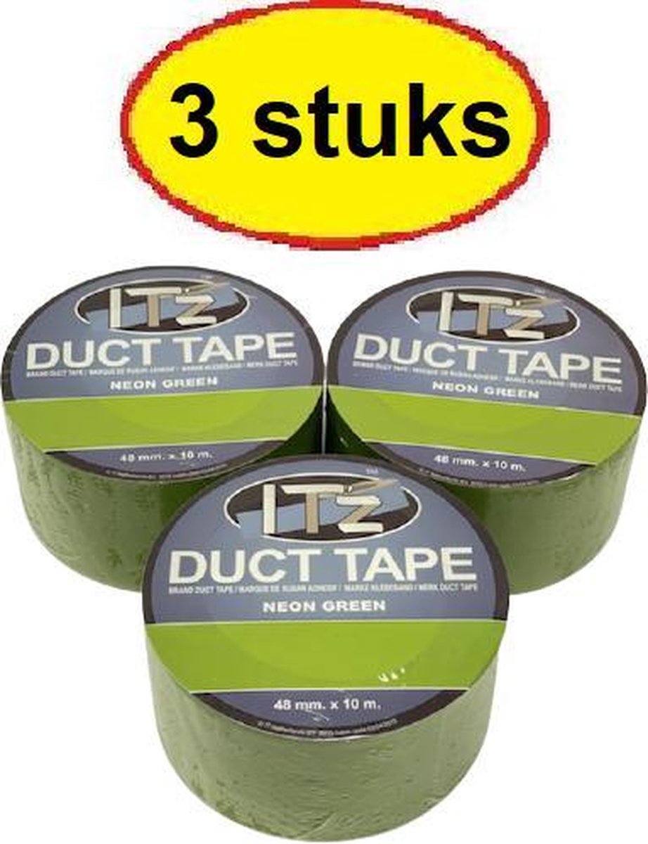 IT'z Duct Tape 36- Vert Néon 3 pièces 48 mm x 10m, ruban adhésif - ruban  adhésif 