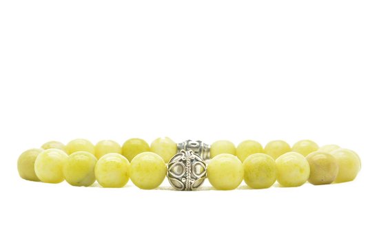 Beaddhism - Armband - Matt Lemon - Zilver - Yasa - 8 mm - 20 cm