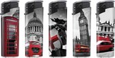 Klik aanstekers LONDON CITIES 50 stuks in tray navulbaar electronic lighters- Unilite (high quality)
