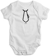 Baby rompertje - mr romper - nr 1 - Original Wit - 6 / 12  mnd