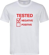 Wit T shirt met  " Tested Negative " print Rood size XXXL