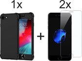 iPhone 8 Plus hoesje zwart shockproof siliconen case hoes cover hoesjes - 2x iPhone 8 Plus screenprotector