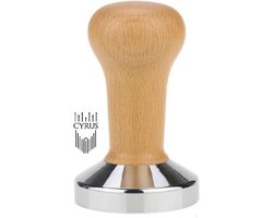 Cyrus Tamper rvs 58mm beuken handvat - barista tools - cyruscoffee - stamper