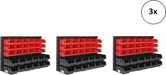 Gereedschapswand 45-delig - Organizer 95×54 Cm - Met Sorteerdoos, Gereedschapshouders En Haken Kunststof Opbergsysteem Voor Gereedschap Zwart Rood