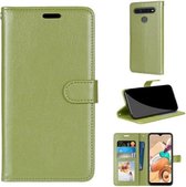 Voor LG K41S / K51S Pure kleur horizontaal Flip PU lederen tas met houder & kaartsleuven & portemonnee & fotolijst (groen)