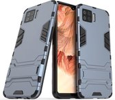 Voor OPPO F17 PC + TPU schokbestendige beschermhoes met onzichtbare houder (marineblauw)