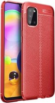 Voor Samsung Galaxy A02s Litchi Texture TPU schokbestendig hoesje (rood)