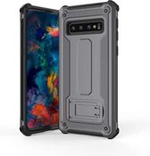 Voor Galaxy S10e ultradunne schokbestendige pc + TPU-pantserbeschermhoes met houder (grijs)