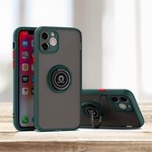 Voor iPhone 11 Q Shadow 1 Generation-serie TPU + pc-beschermhoes met 360 graden roterende ringhouder (legergroen)