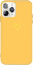 Voor iPhone 11 Pro Golden Love-heart Pattern Colorful Frosted TPU telefoon beschermhoes (geel)